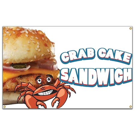Signmission Crab Cake Sandwich Banner Concession Stand Food Truck Single Sided B-Crab Cake Sandwich19